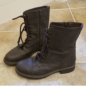 Mossimo Brown Combat-Style Boots, Size 8.5